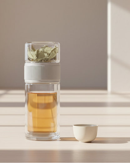 Double Wall Glass Tea Cup with Tea Separator