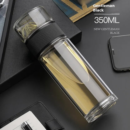 Double Wall Glass Tea Cup with Tea Separator